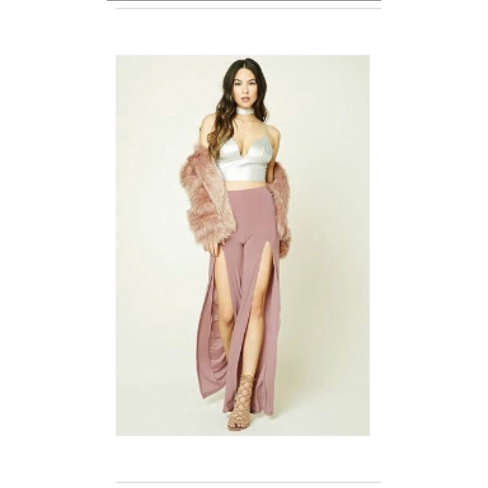 Wide-leg split pants